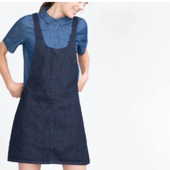 Zara Trafaluc - Denim Dungaree Jumper Pinafore Apron Dress 9123/285/401 | Large - Picture 10 of 16